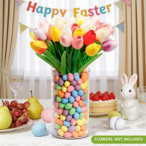 ALFEVA Easter Decorations-Vase in Vase and Approx 100pcs Easter Eggs Filler, Vaseset Ready to Display，Spring Decorations for Home Table (No Flowers)