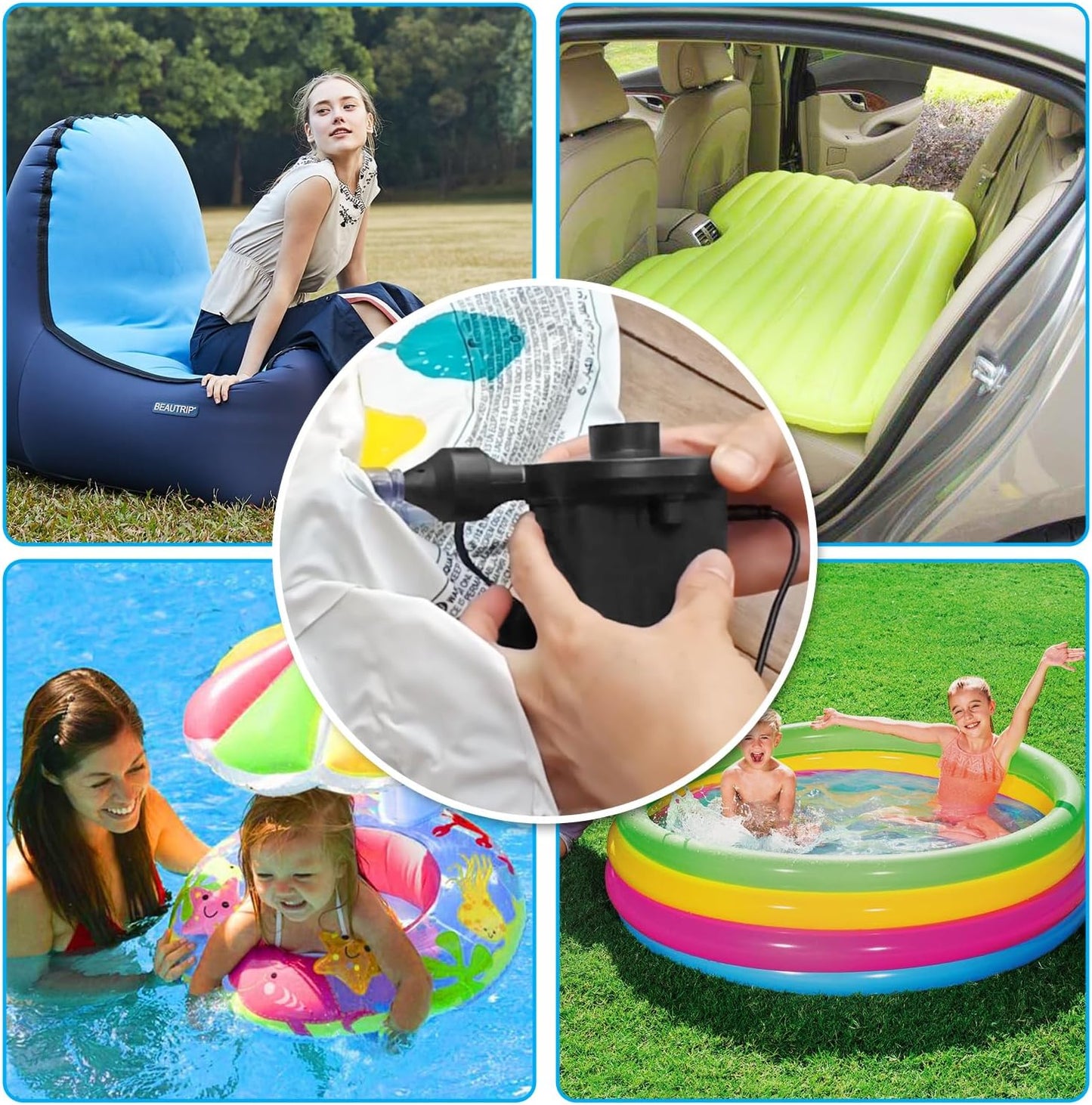 Newpol Electric Air Pump - High-Performance Inflatable Bed Pump for Mattresses & Pools | AC110-240V/DC12V