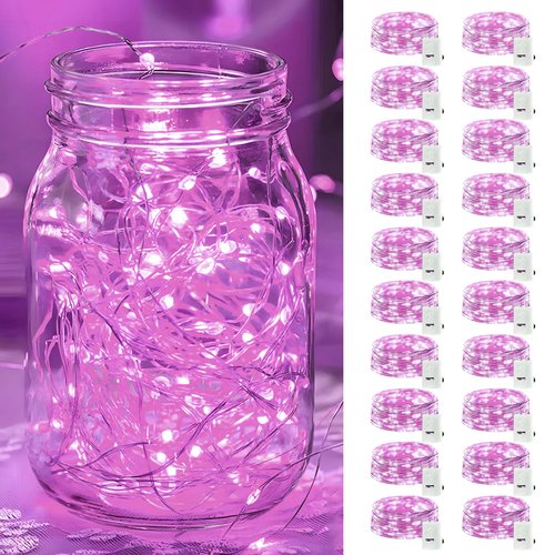20 Pack LED Fairy Lights Battery Operated,20 LED Waterproof Mini Twinkle String Lights for Wedding Valentine's Day Christmas Decorations,Pink