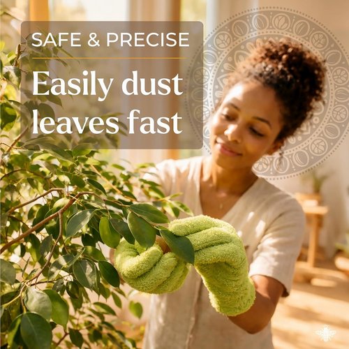 BLESS YOUR SOIL Microfiber Dusting Gloves - Reusable Leaf Cleaning Gloves for Houseplants, 2 Pairs