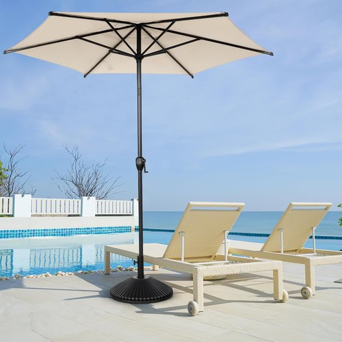 Abba Patio 7.5FT Lyon Outdoor Umbrella - UV Protection, Waterproof, Push Button Tilt, Beige