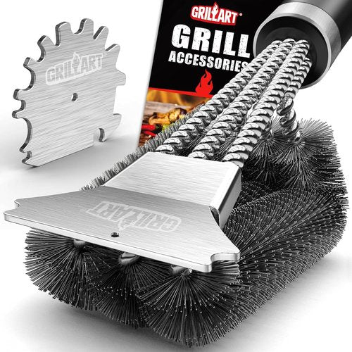 GRILLART Grill Brush - 18 Inch BBQ Cleaning Tool with Safe Wire Scrubber | Universal Fit for All Grates