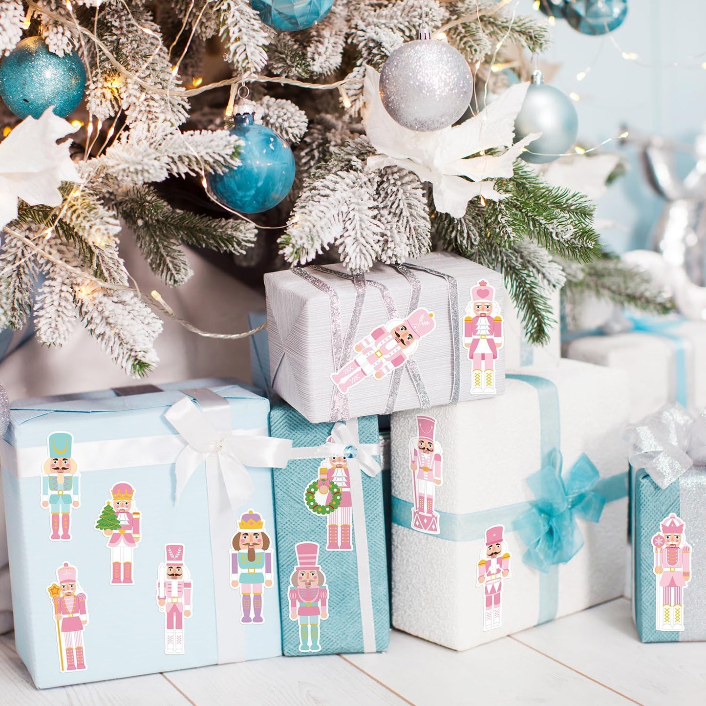 CNhoqc Christmas Nutcracker Sticker Roll - 1000 Pcs Pink Nutcracher Self-Adhesive Stickers, Water Bottles Book Luggage Decors for Kids Students Teens Adults, School Rewards Festival Gifts Party Favor