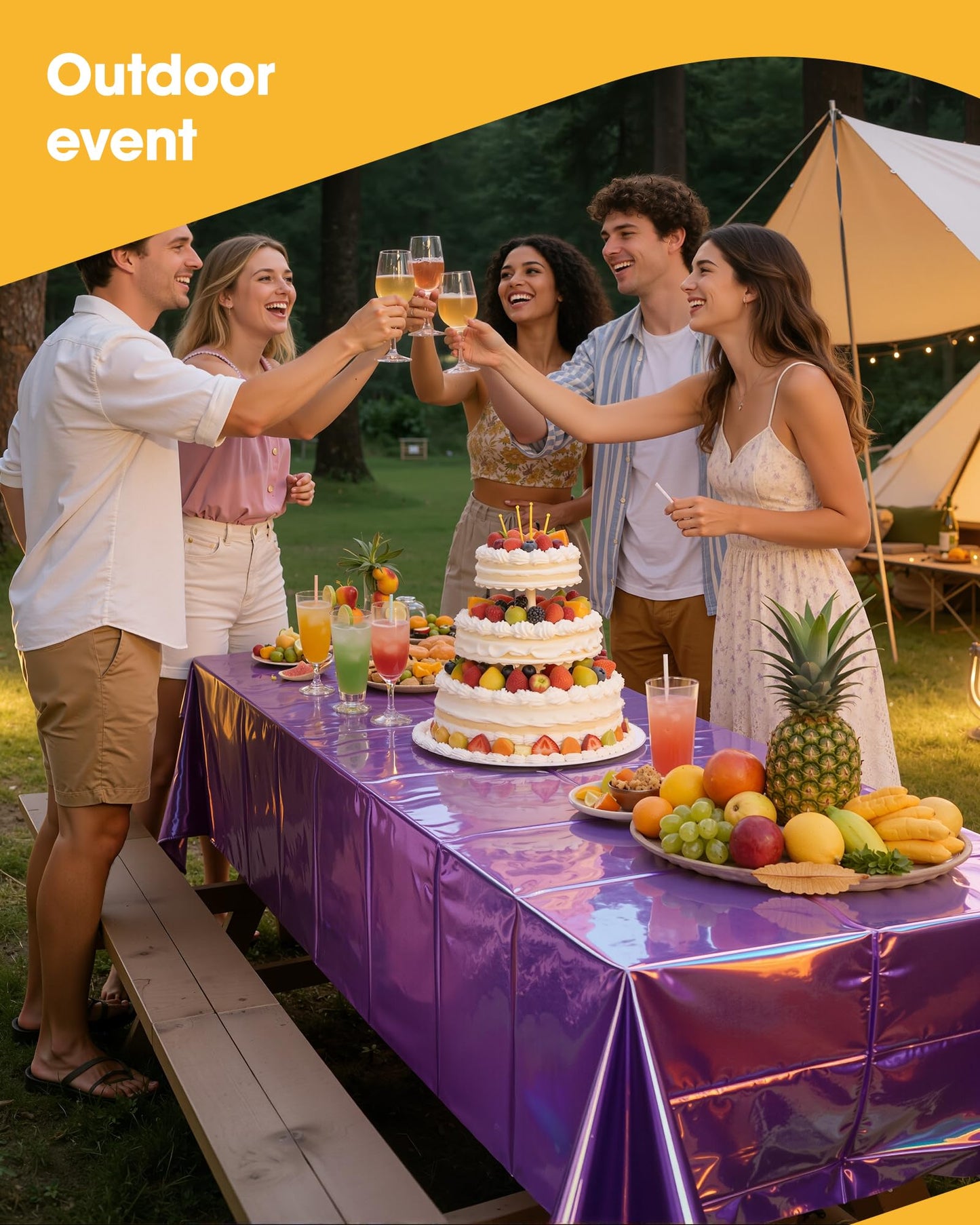 Niuara Iridescent Purple Plastic Table Cloth - 4 Pack 54" × 108" Rectangle Disposable Tablecloths for 6FT Tables, Table Cover for Party, Holiday & Gathering Use