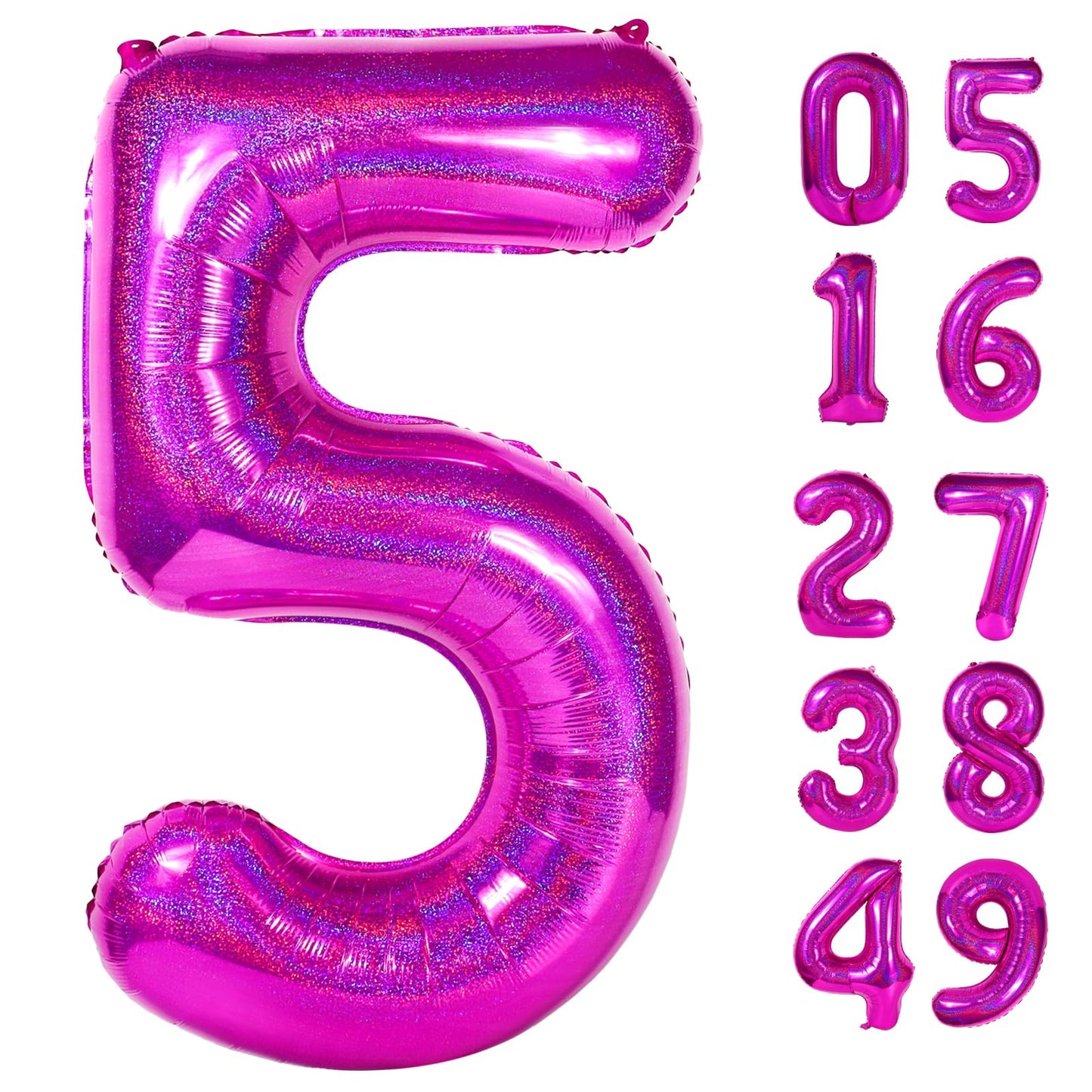 Laser Hot Pink 5 Balloon, Number Balloons 40 Inch, 5th Birthday Balloon Decorations, Laser Hot Pink Party Supplies, 5 Number Balloons, Number 5 Balloon