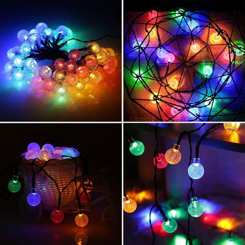 JMEXSUSS Solar String Lights - 60 LED Crystal Globe Design | 41.6FT Waterproof Outdoor Lights for Patio, Garden, and Parties (Multicolor)