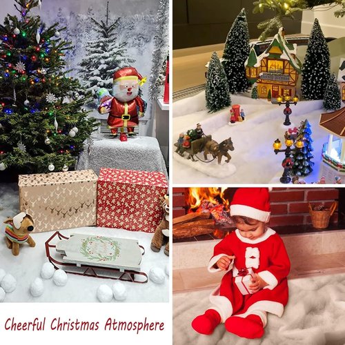 CFOFT Faux Snow Blanket - Thick, Soft Christmas Village Decoration | 3 x 8 FT White Snow Roll