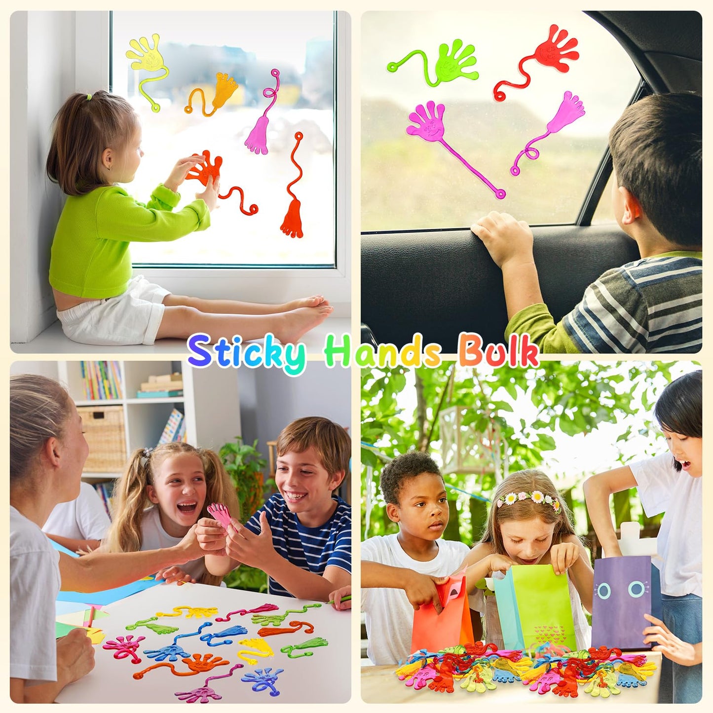 Sticky Hands Bulk 60 PCS Party Favors for Kids 4-8,8-12 Year Stretchy Sticky Hand Feet Goodie Bags Stuffers for Kids Treasure Box Toys for Classroom Small Mini Prizes Birthday Party Supplies Slap Hand