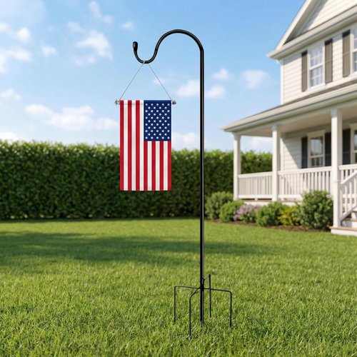 Heavy Duty Metal Garden Flag Stand by [Brand Name] - 42 Inch Weatherproof Yard Flag Pole Holder for Outdoor Decor (Black)