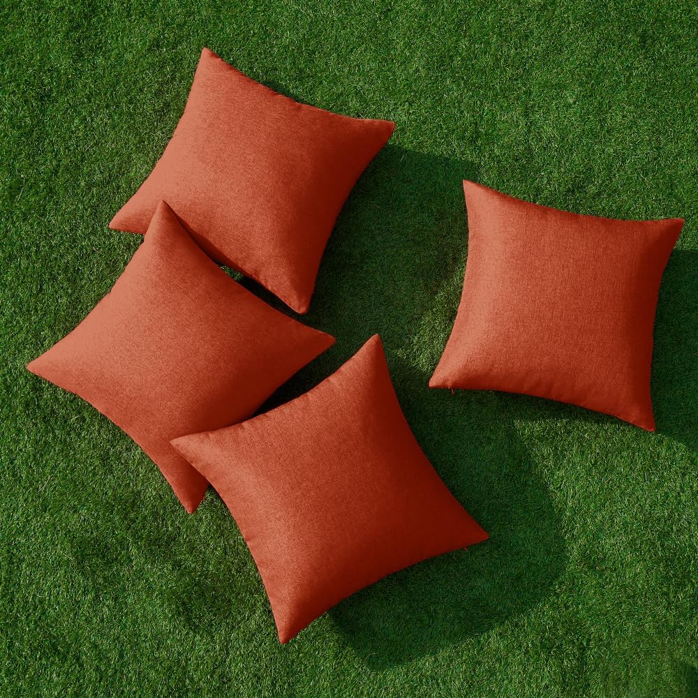 MIULEE Decorative Burnt Orange Throw Pillow Covers - Waterproof Linen Cushion Cases | 18x18 Inch, Set of 4