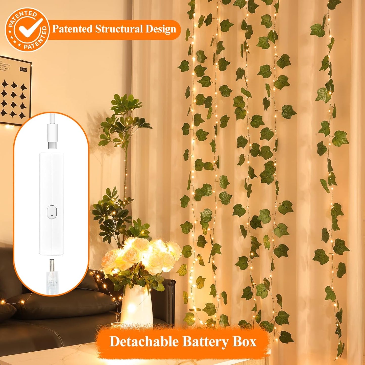Lakumu LED Fairy Lights - Rechargeable Twinkle String Lights with Timer | 5M/16FT Warm White for Bedroom & Decor
