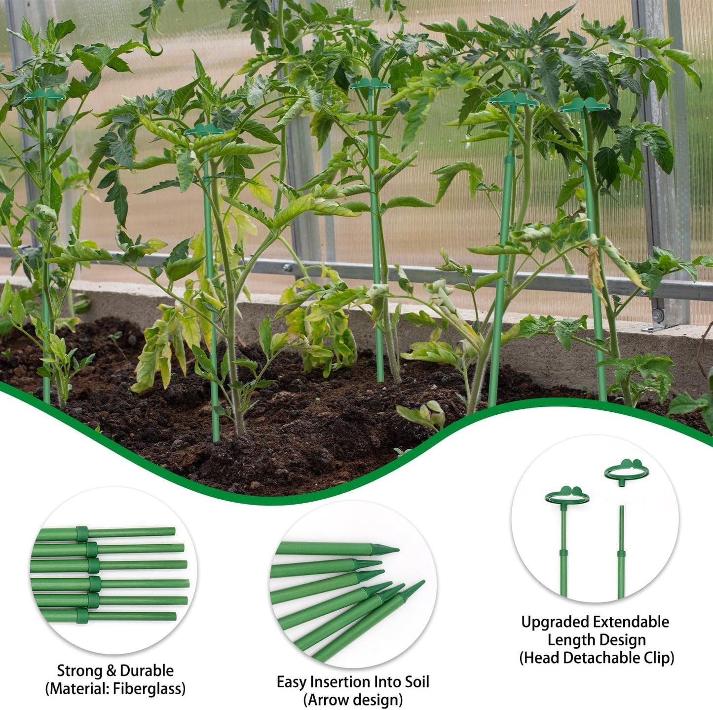 Skiennix Extendable Plant Stakes - Adjustable 17.5" to 30.1" Support for Orchids & Vines | 7-Pack