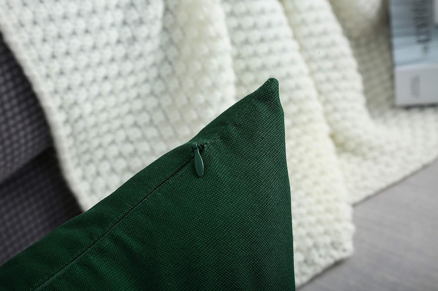 Deep Green 100% Cotton Canvas Throw Pillow Covers - Handmade 26x26 Decorative Shams