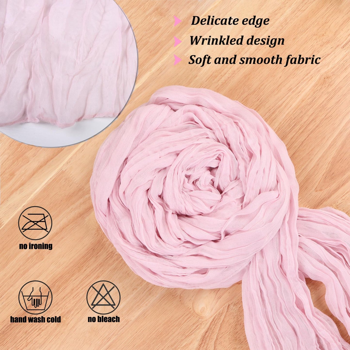 13.3FT TuTive Light Pink Cheesecloth Table Runner Boho Gauze Cheese Cloth Runner Sheer Table Runner Summer Wedding Dining Decorations for Holiday Birthday Baby Shower Event Table Decorations for Party