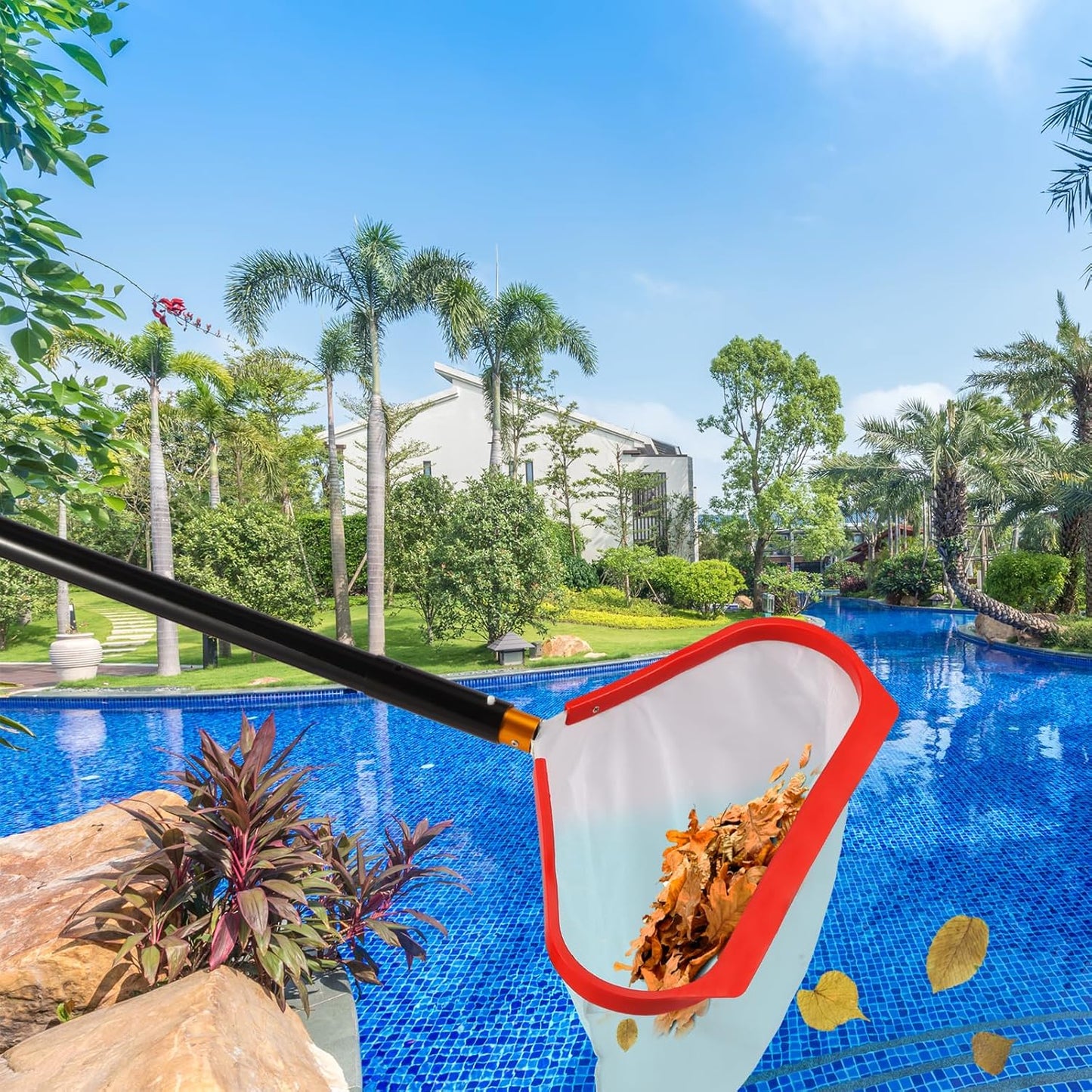 Skiennix Pool Skimmer Net - Heavy Duty Aluminum Frame for Efficient Leaf & Debris Removal | Professional Cleaning Tool