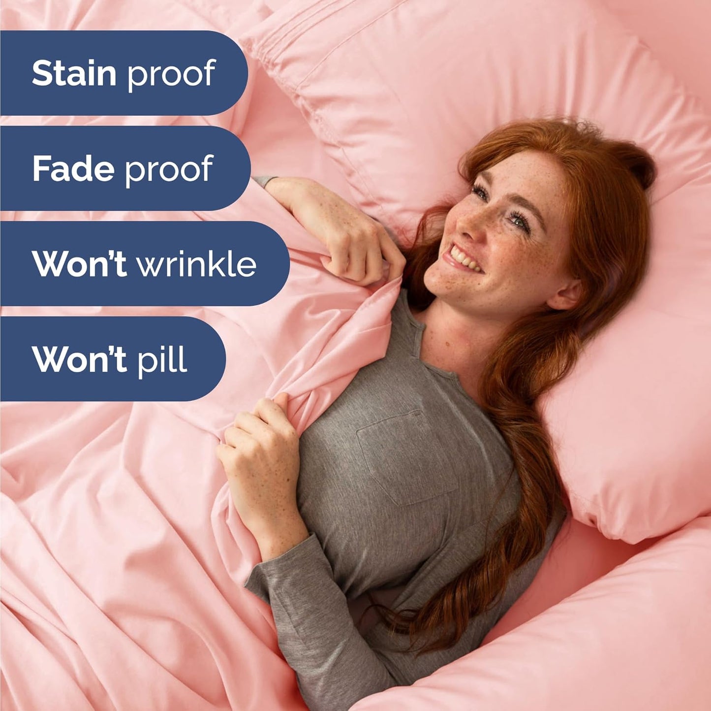 Skiennix Twin Size 3-Piece Sheet Set - Ultra-Soft Cooling Bedding - Deep Pockets, Wrinkle-Free - Baby Pink