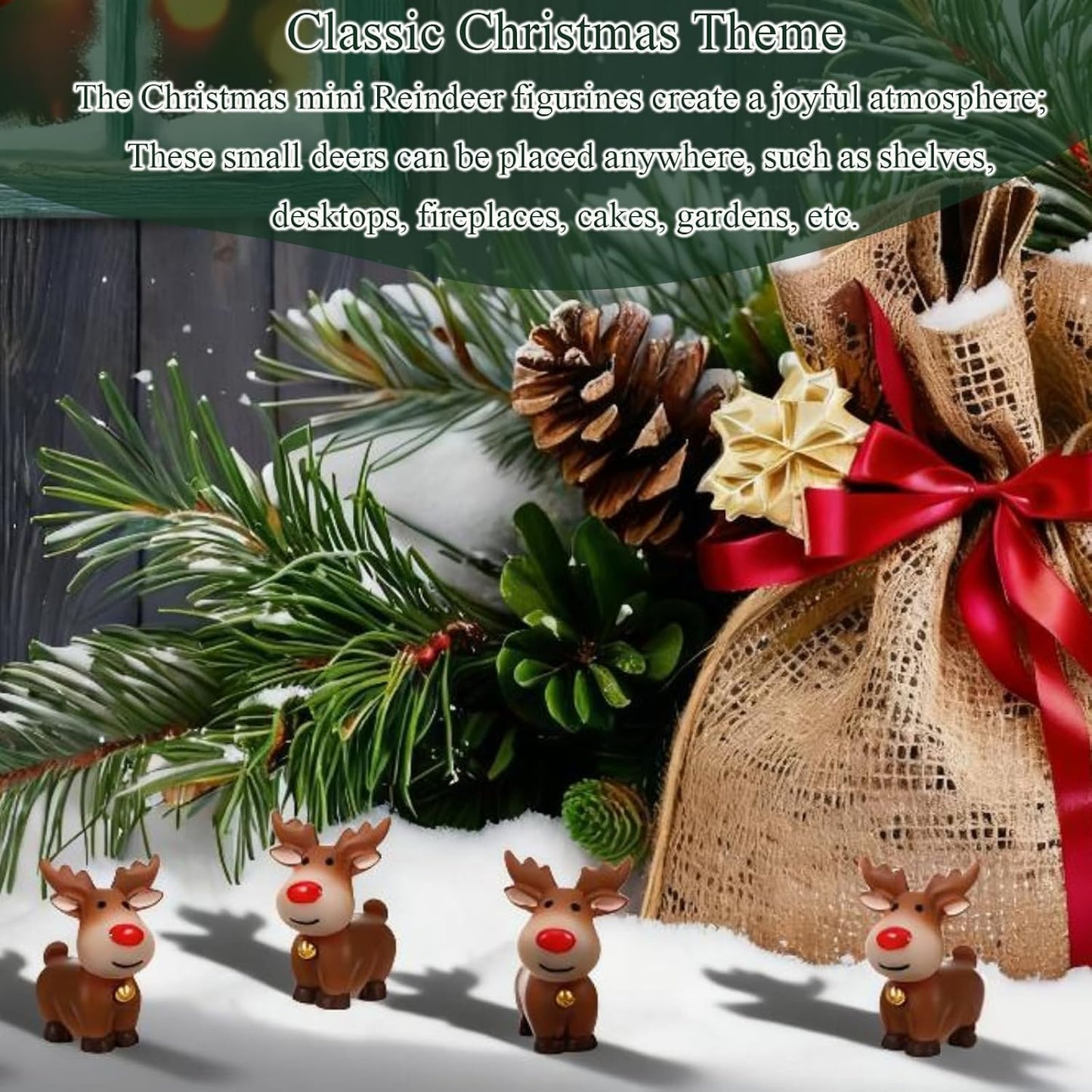 Skiennix Mini Reindeer Figurines - 5pcs Cute Resin Elk Statues for Christmas Crafts | Perfect for DIY Decor