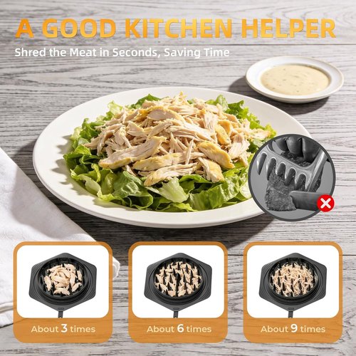 Cleangor Chicken Shredder Tool - Large BPA-Free Meat Shredder with Ergonomic Handle & Non-Slip Grip | Black