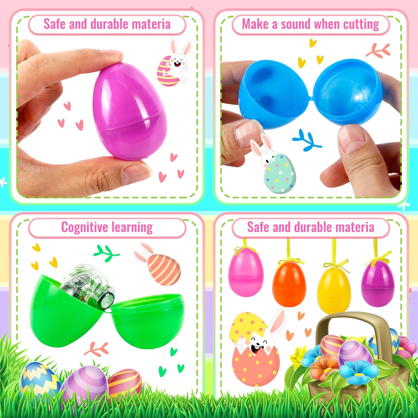 OCTERIC 120Pcs Easter Eggs, 2.3" Fillable Bright Colors Plastic Easter Eggs Empty for Easter Hunt, Easter Basket Stuffers, Party Favor, Classroom Prize Supplies