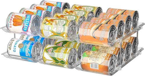 Attelite Can Organizer - 2-Tier Stackable Storage for 24 Cans | Clear Pantry & Fridge Solution