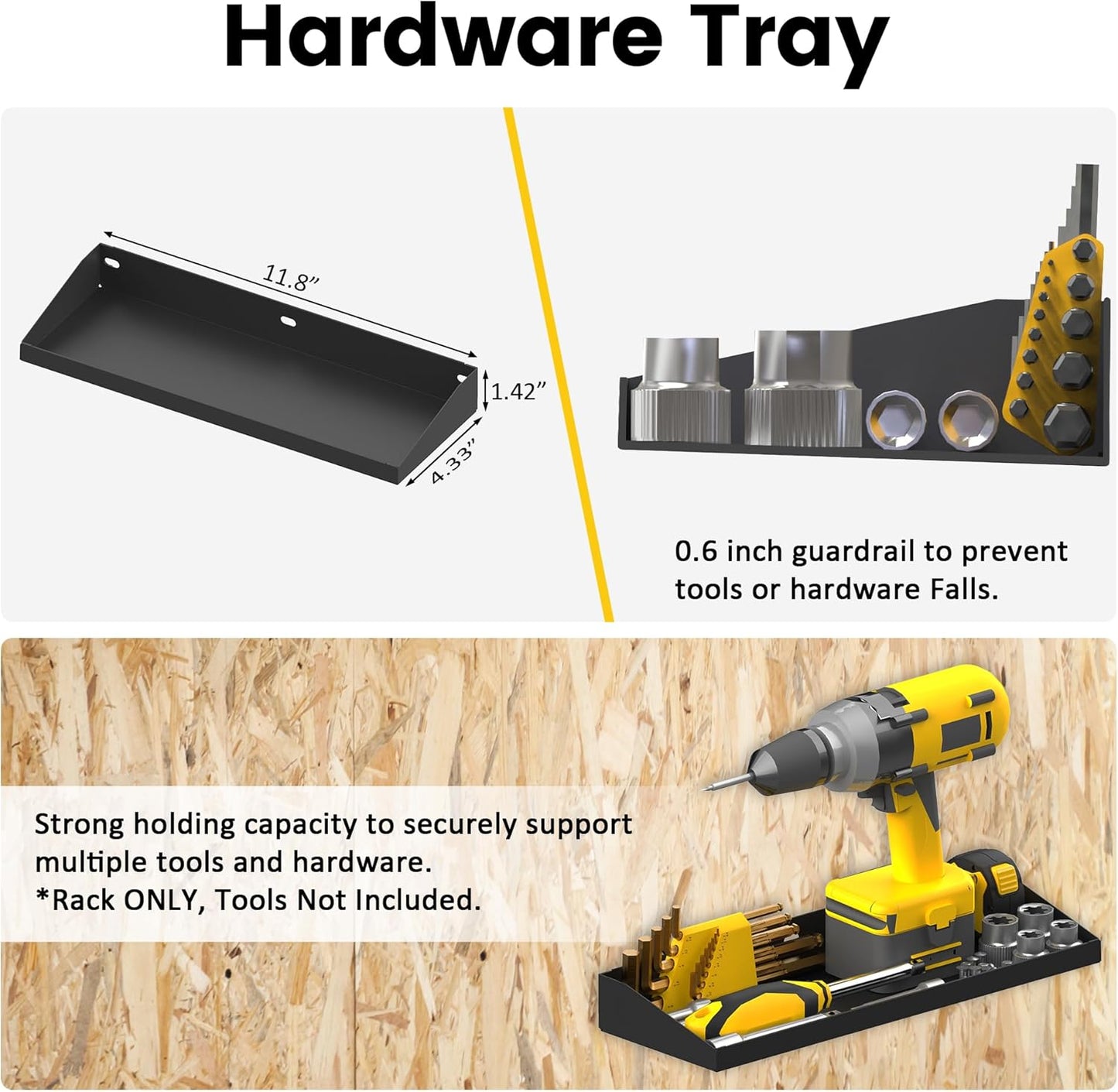 UNITEDPOWER Hand Tool Storage Set - Wall Mount Screwdriver Organizer & Pliers Holder | 4 Pack Metal Hardware Tray for Garage