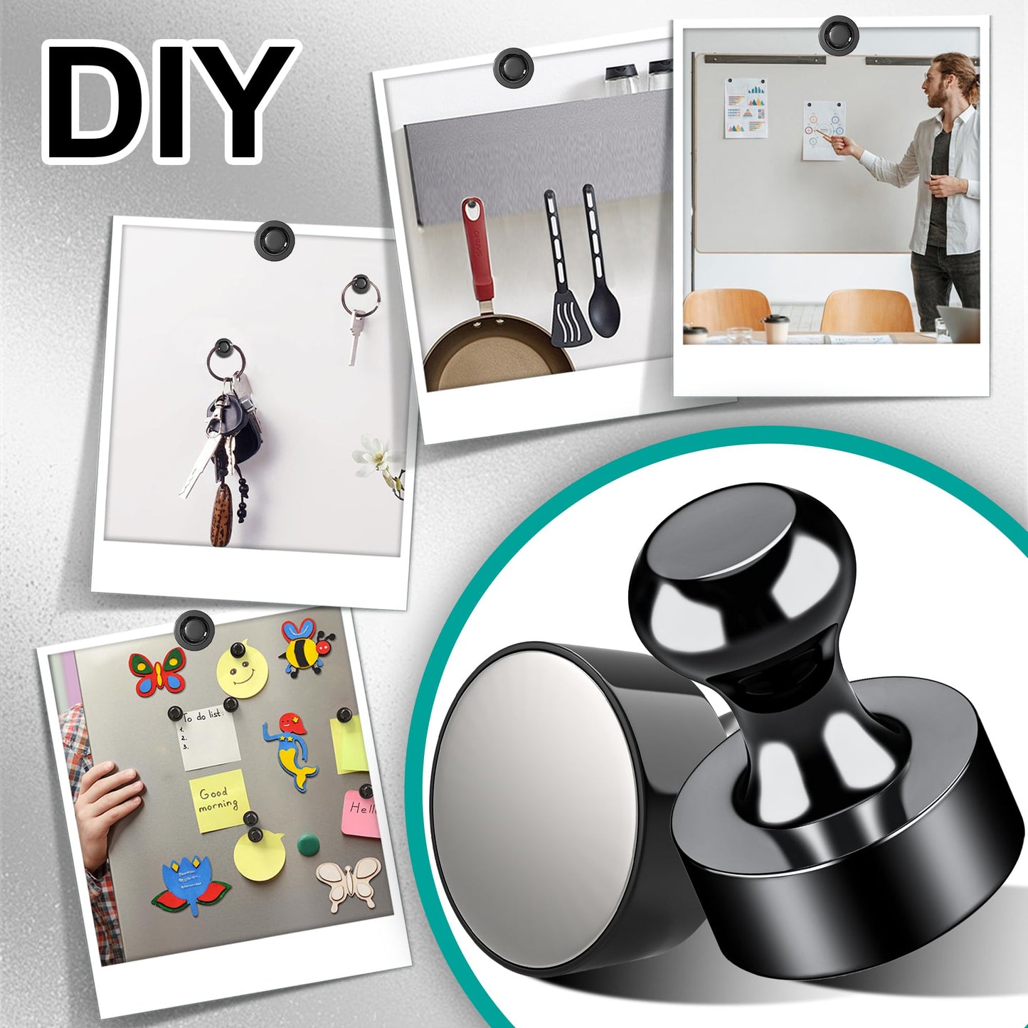 Tiergrade Metallic Magnets, Refrigerator Magnets, 20 Pack Black Magnetic Push Pins, Strong Fridge Magnets, Multi-use Whiteboard Magnets Perfect for Kitchen Office Classroom
