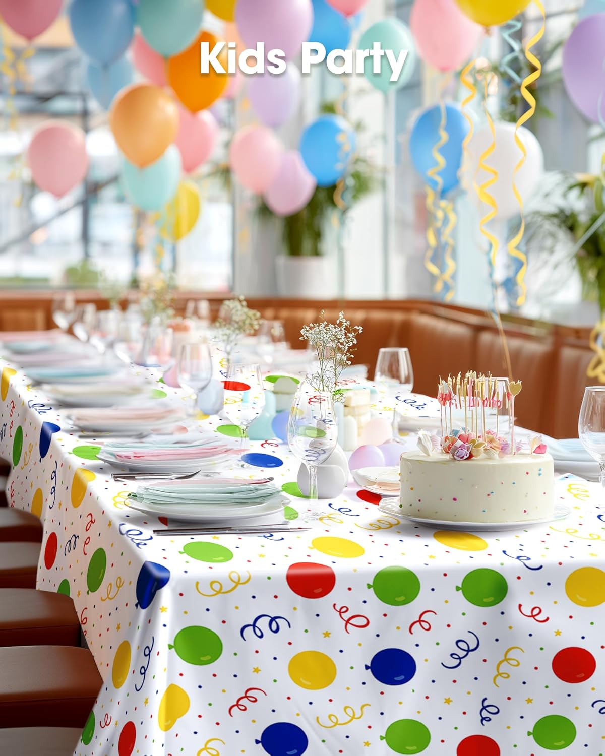 Pureegg Disposable Plastic Tablecloths - 54 x 108 Inch, Leakproof & Sturdy for Birthday Parties, Picnics & Baby Showers