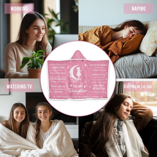 Daughter Gifts from Mom,Daughter Birthday Wearable Blanket,to My Daughter Blanket from Dad, Warm Birthday Gifts for Daughter, Daughter Gift for Thanksgiving Holiday Christmas New Year 2025, 47X71