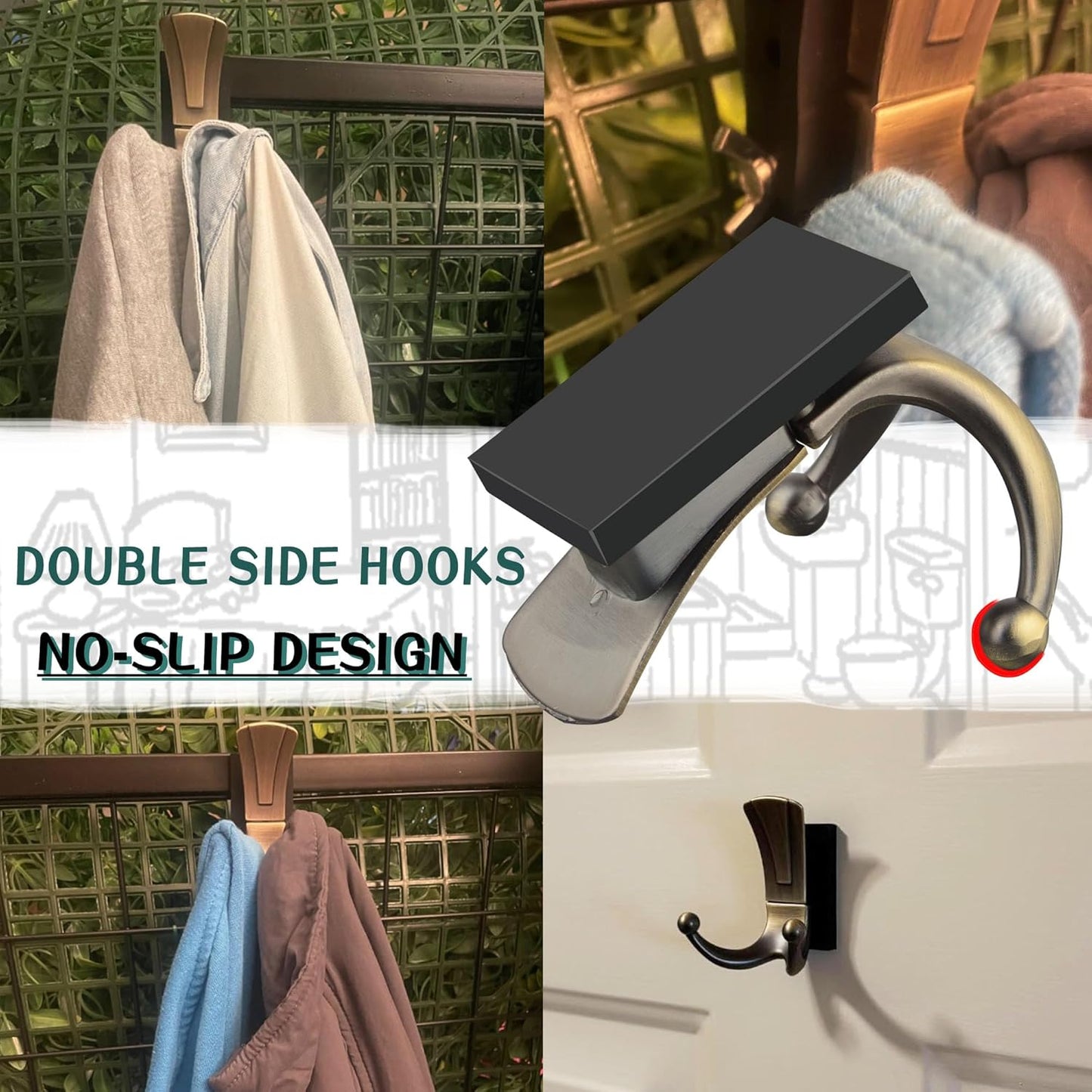 ULIBERMAGNET Magnetic Coat Hooks - Retro Heavy-Duty Double Hooks for Metal Doors & Kitchens | Ideal for Towels, Coats, Bags & Umbrellas