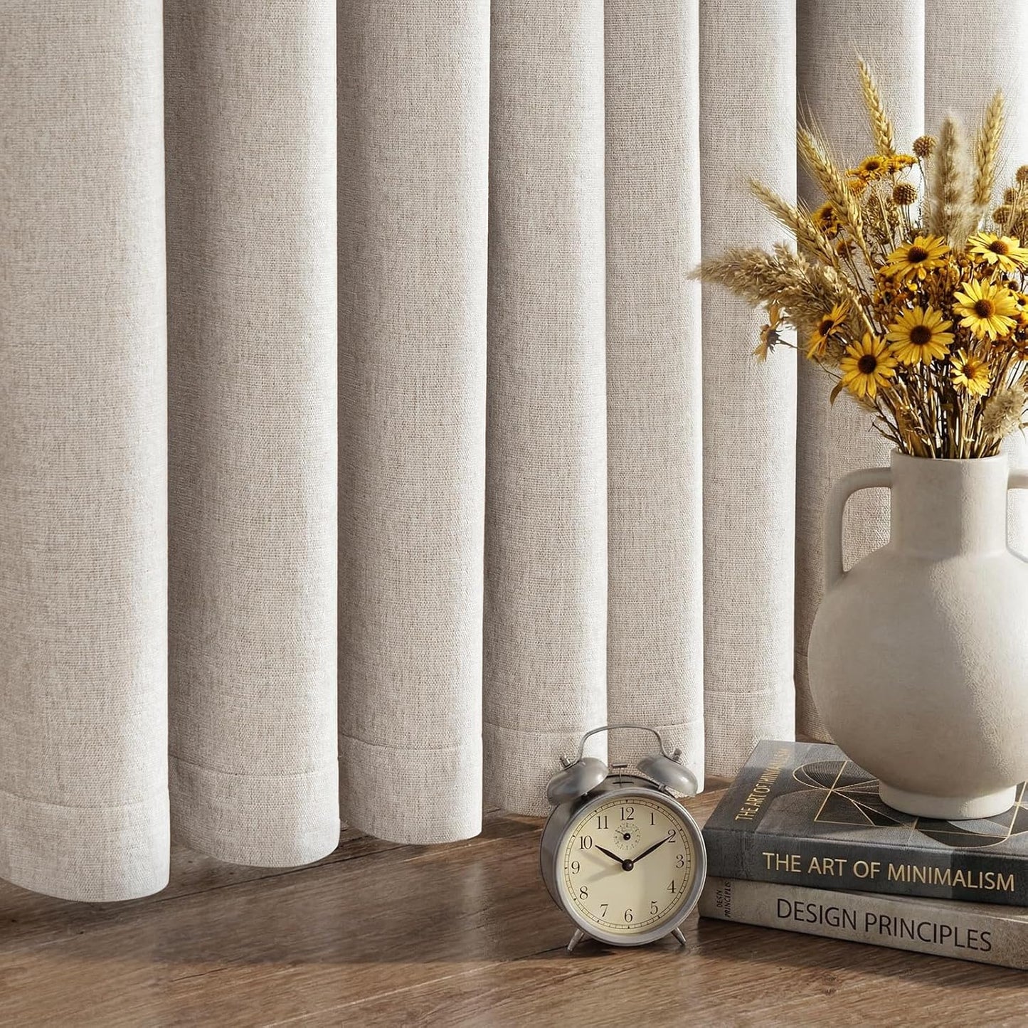 Regine Switzerland 100% Blackout Curtains - Luxury Chenille Thermal Insulated Drapes | 84" Long, Beige, 2 Panels