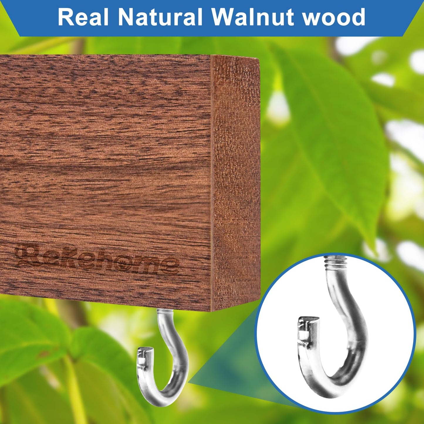 Magnetic Knife Holder for Wall 16 Inch, Bamboo knife magnetic strip No Drilling with 2Hooks, Strong Magnet Knife Holder strip, Magnetic Knife Rack Bar for Kitchen Knives and Tools