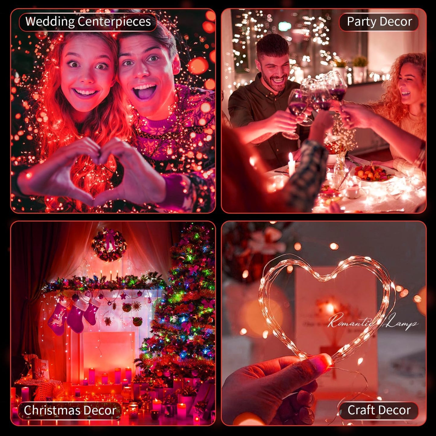 Skiennix 20 Pack LED Fairy Lights - Battery Operated Mini Twinkle String Lights | 7FT Waterproof for Weddings & Christmas, Red
