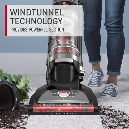 Hoover WindTunnel Cord Rewind Pro Bagless Vacuum Cleaner - Multi-Cyclonic Filtration, 25ft Cord, 5-Height Adjustment
