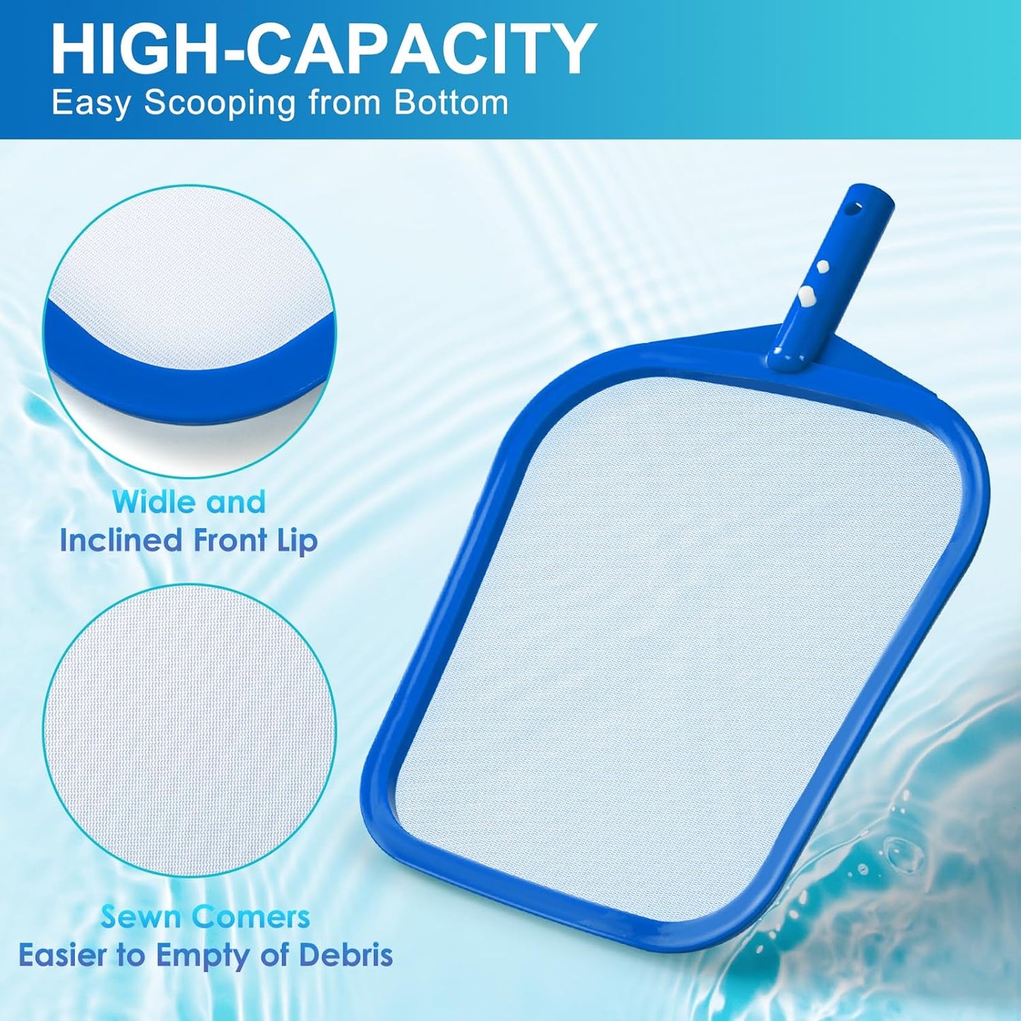 Pool Skimmer | Fine Mesh Net for Efficient Cleaning - Reinforced Frame for Hot Tubs