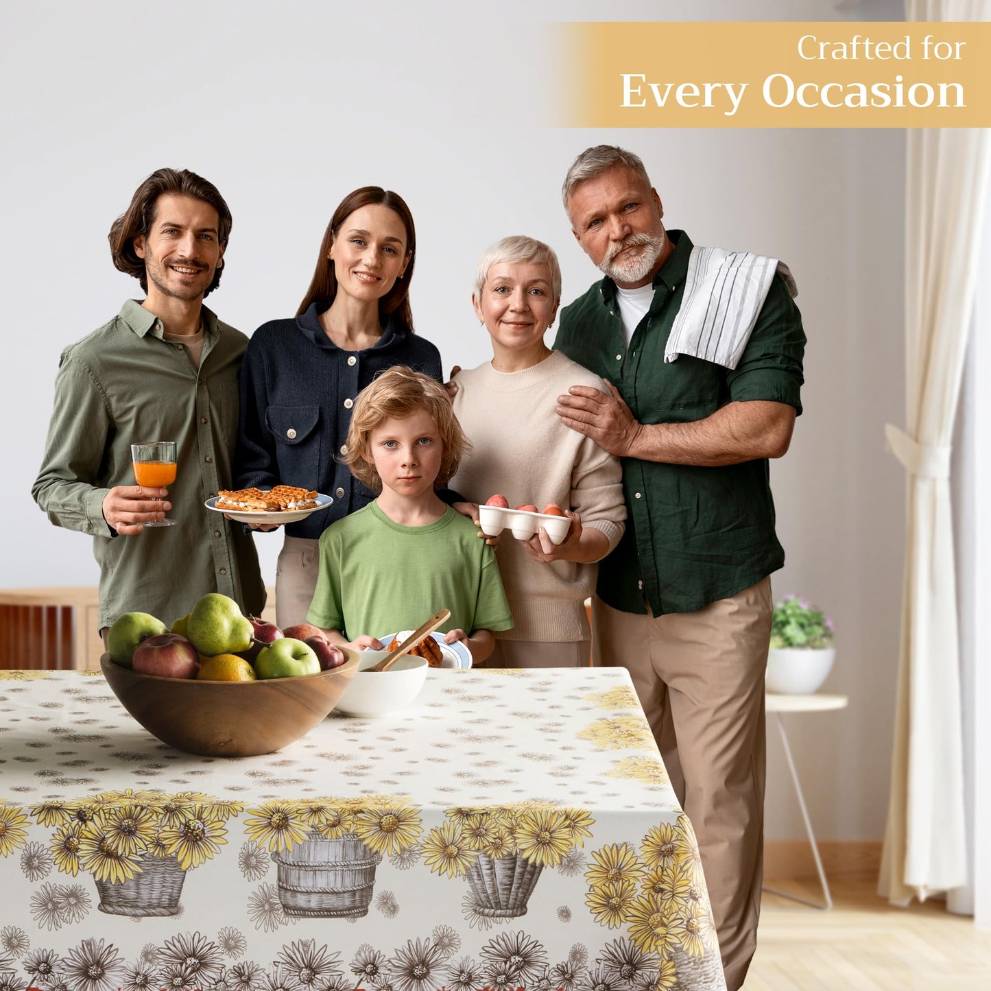 Maison d' Hermine Table Cloth Rectangle Table 100% Cotton 60 x 120 Inches Fall Tablecloth Reusable Everyday Use for Thanksgiving Christmas Decorations Dining Farmhouse Party (Bagatelle)