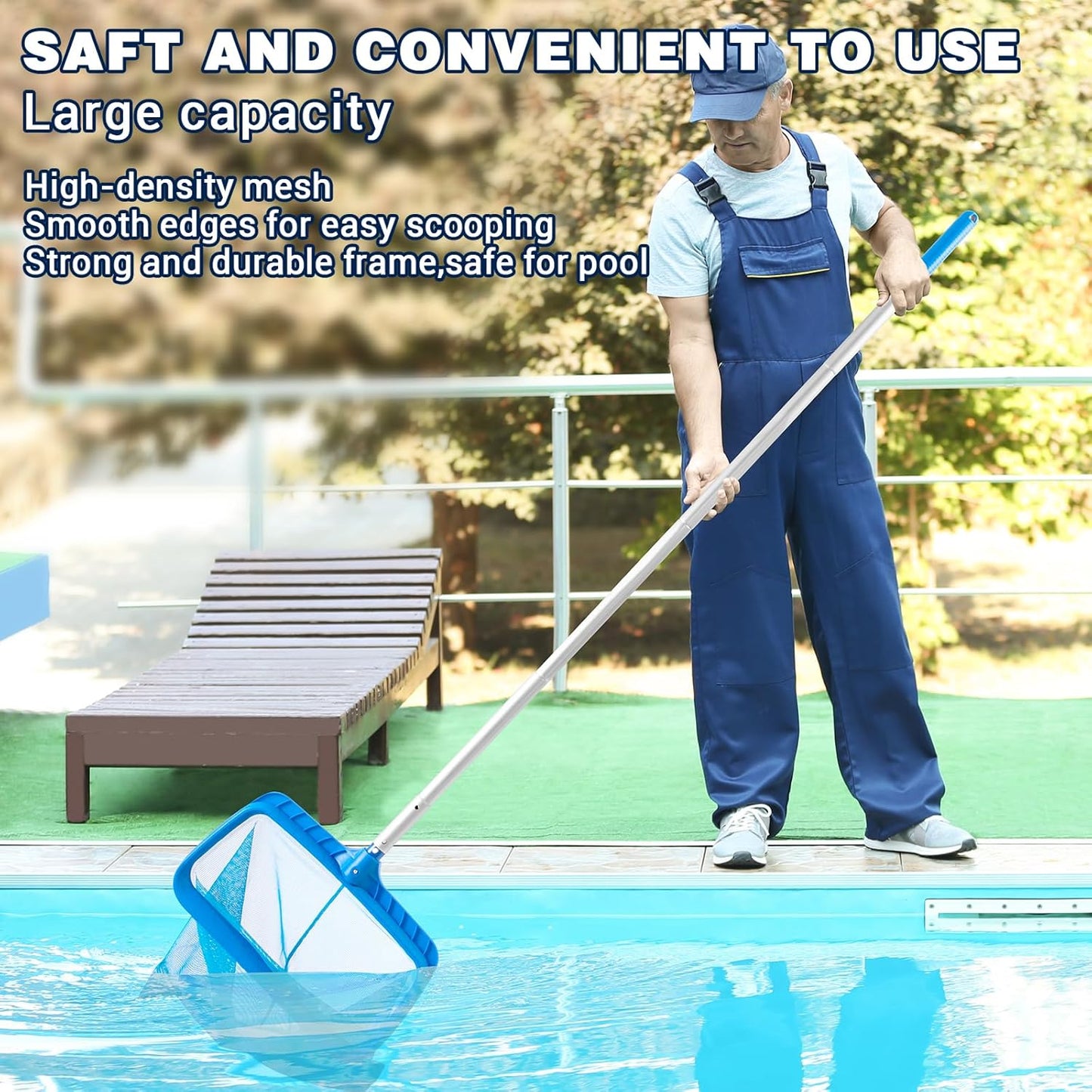 Pool Skimmer | Adjustable Telescopic Pole 26.4"-66.5" & Fine Mesh Net for Efficient Cleaning