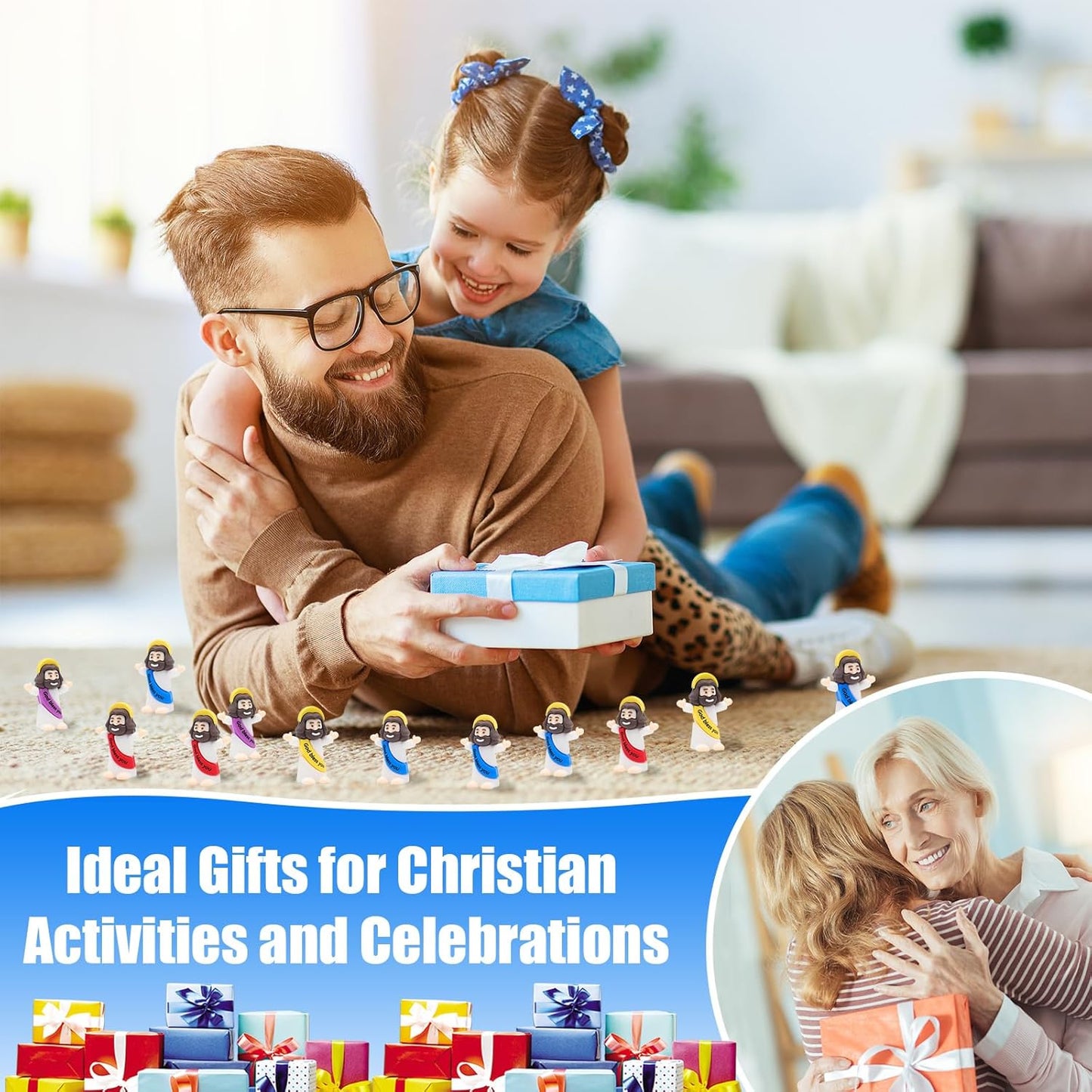 Yelakey Mini Jesus Figures - 50 Classic Tiny Jesus Figurines for Baptism & Easter Decor