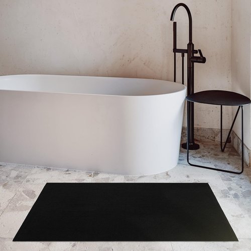 Cotton Paradise Non-Slip Bath Mat - 100% Cotton, Soft & Absorbent, 17x24 Inch, Quick Dry, Black