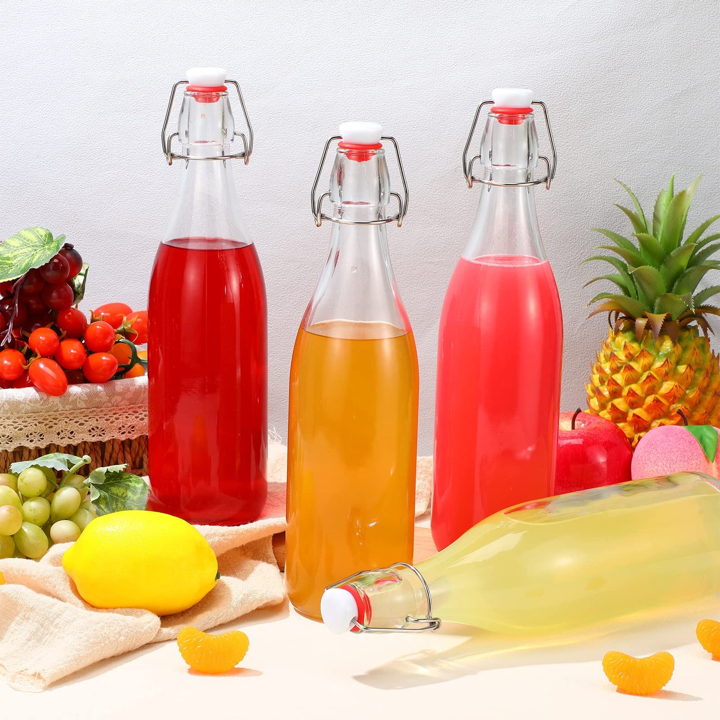 Aoriher 12 Pack 32oz Flip Top Glass Bottle 1 Liter Swing Top Bottles Home Brewing Bottles Beer Bottle with Airtight Seal Flip Caps for Kombucha, Beverages, Beer, Oil, Vinegar, Water, Soda