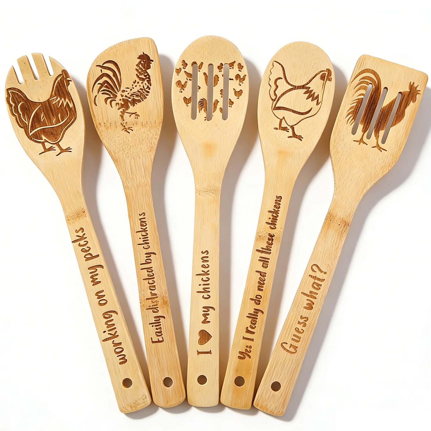 Chicken Wooden Spoons for Cooking Cute Chicken Kitchen Accessories Rooster Kitchen Decor Farmhouse Chicken Kitchen Utensils Funny Chicken Gifts for Women