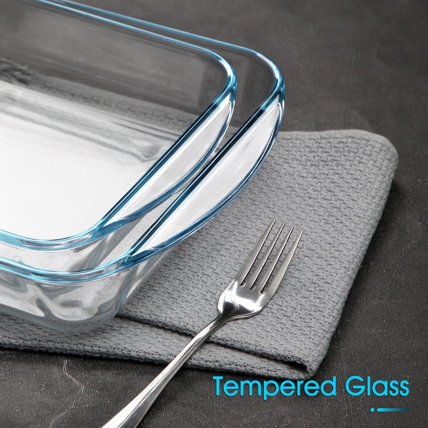 NUTRIUPS 2.6 Quart Glass Baking Dish, 9x13x2.2''(Handles Included), Rectangular Baking Dishes for Oven, Tempered Glass Casserole Dish