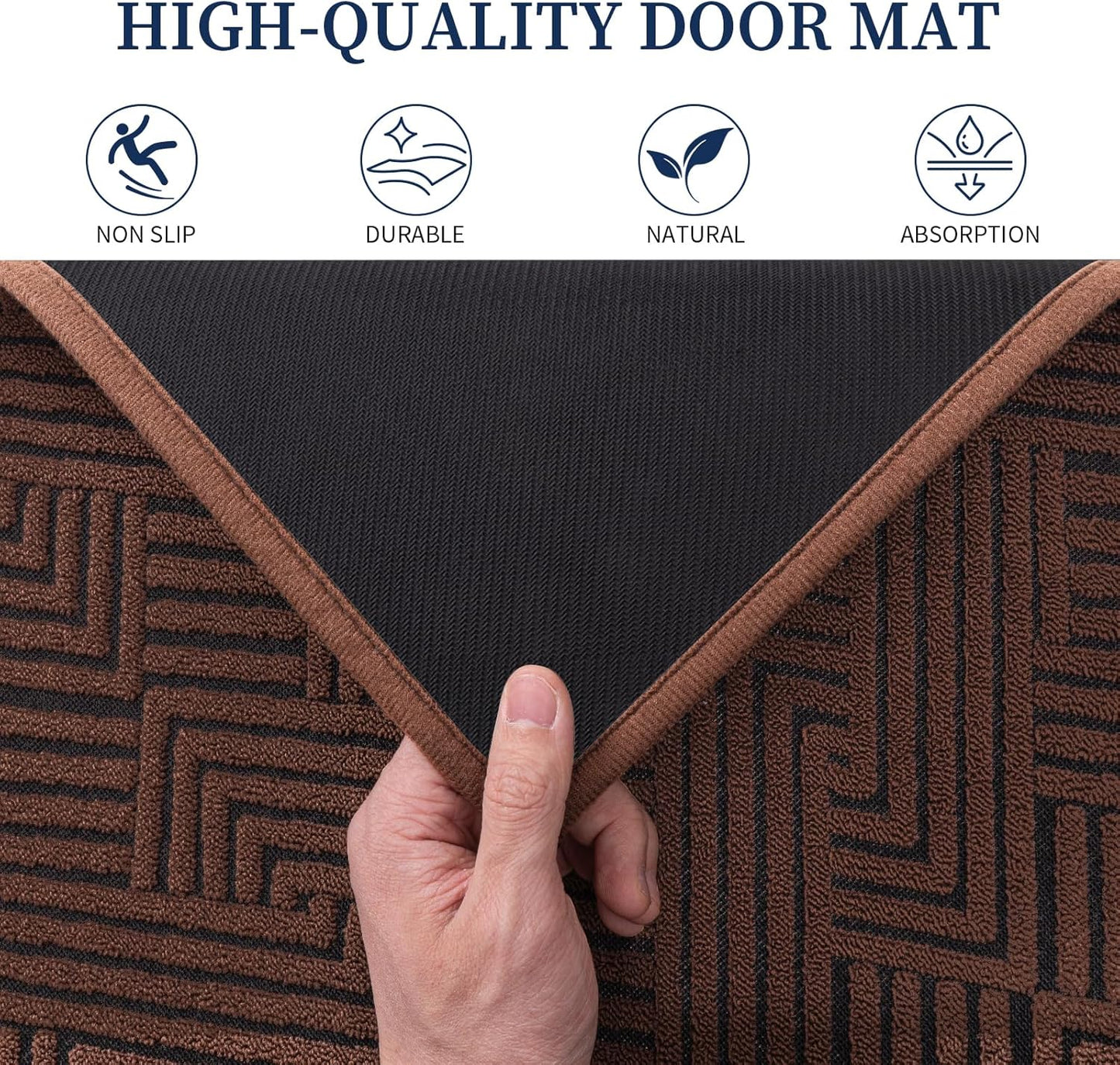 YIHOUSE Dirt Trapper Door Mat - Non-Slip, Washable, Dirt Resistant | 20" x 32", Brown Entryway Mat
