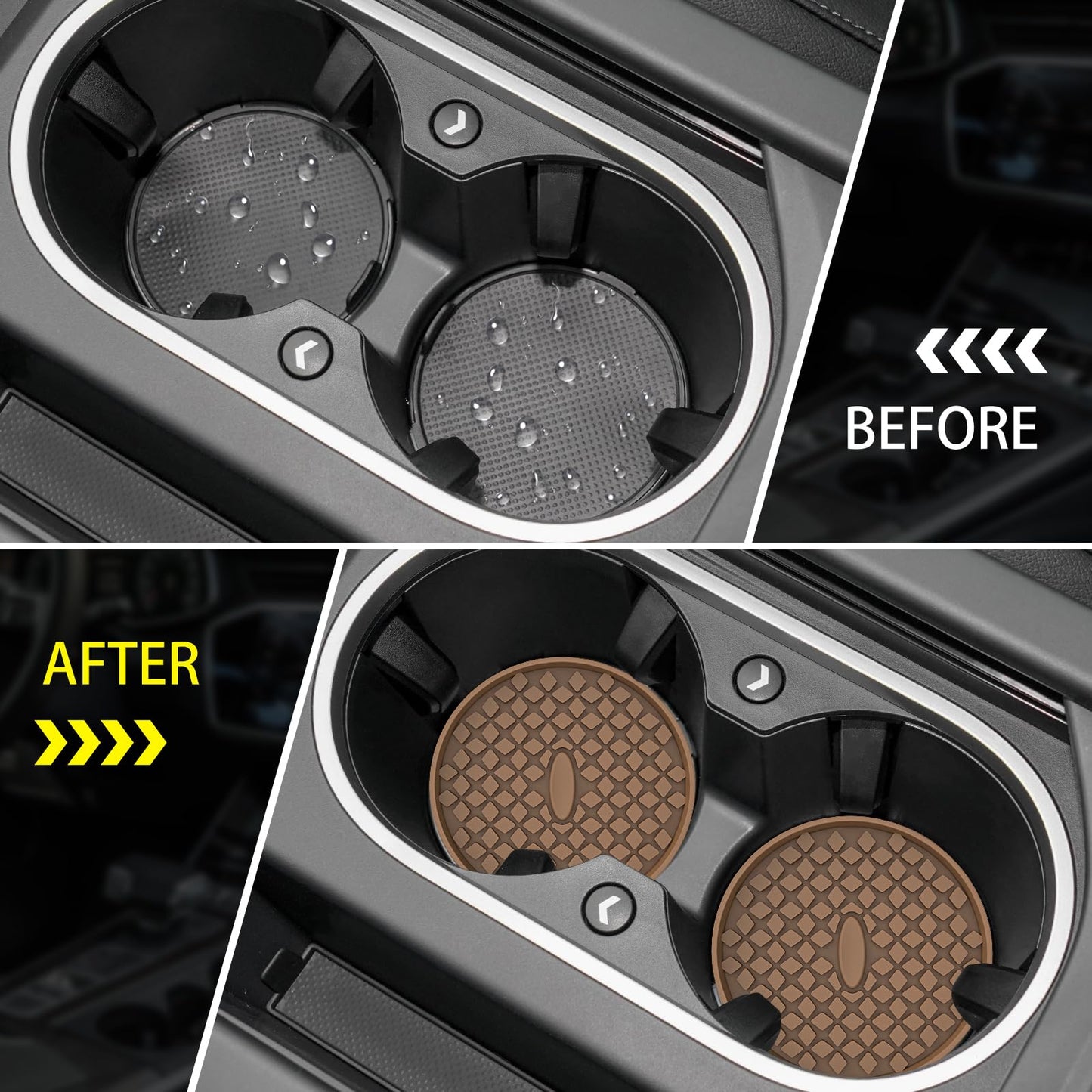 ME.FAN Car Cup Coasters [4 Pack] Silicone Car Coasters/Cup Mats, Non-Slip Recessed Car Interior Accessories Coffee