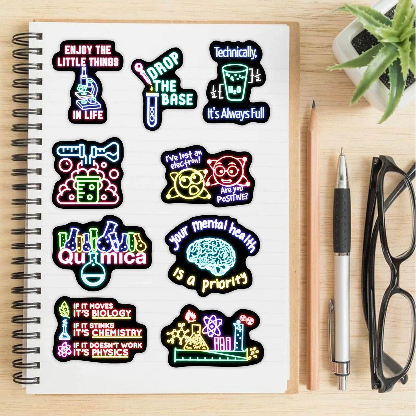 50 Pcs Cool Neon Travel Scenic Water Bottle Stickers for Kids, Glow in The Dark Vinyl Waterproof Laptop Decals for Adults, Phone Case Guitar Luggage Laptop Skateboard Decor