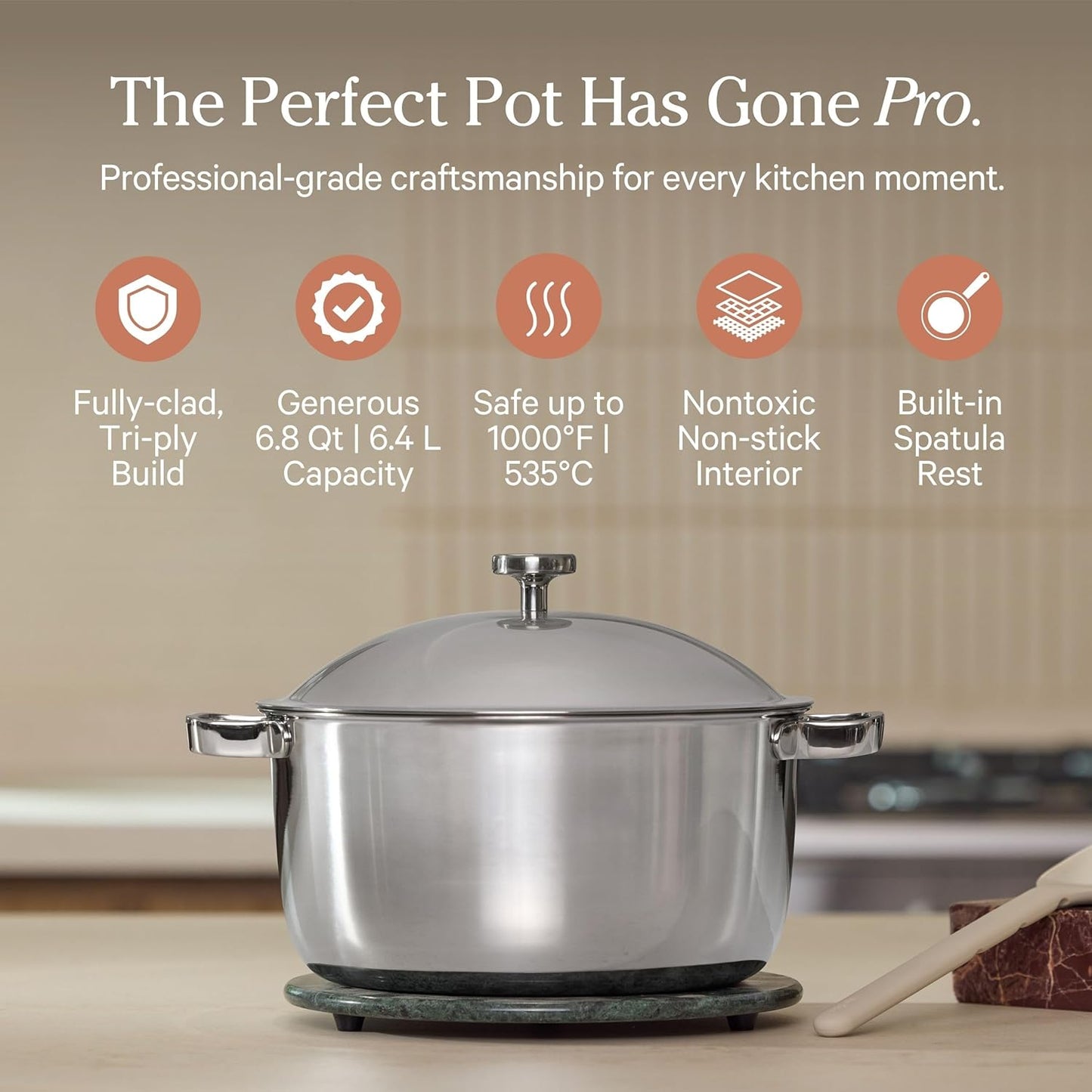 Our Place Titanium Pro Cookware Duo - Always Pan Pro & Perfect Pot Pro | Nonstick, Tri-Ply Titanium & Stainless Steel | Oven Safe Up to 1000°F | Chrome Finish