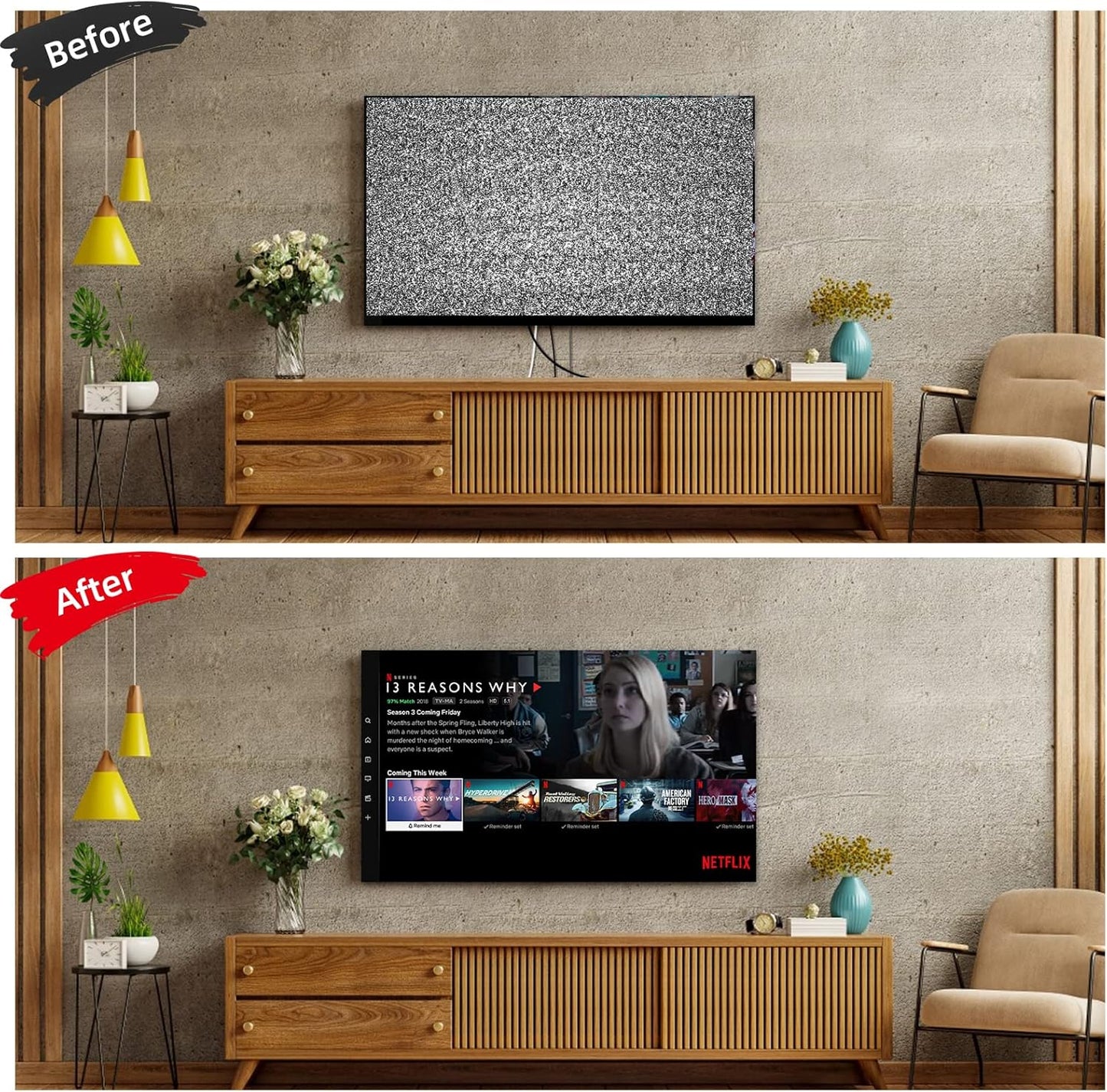 TV Wire Hider Kit - Wall Mount Cable Management System by [Brand Name] | Easy Install with 2 Pass-Throughs & Hole Saw