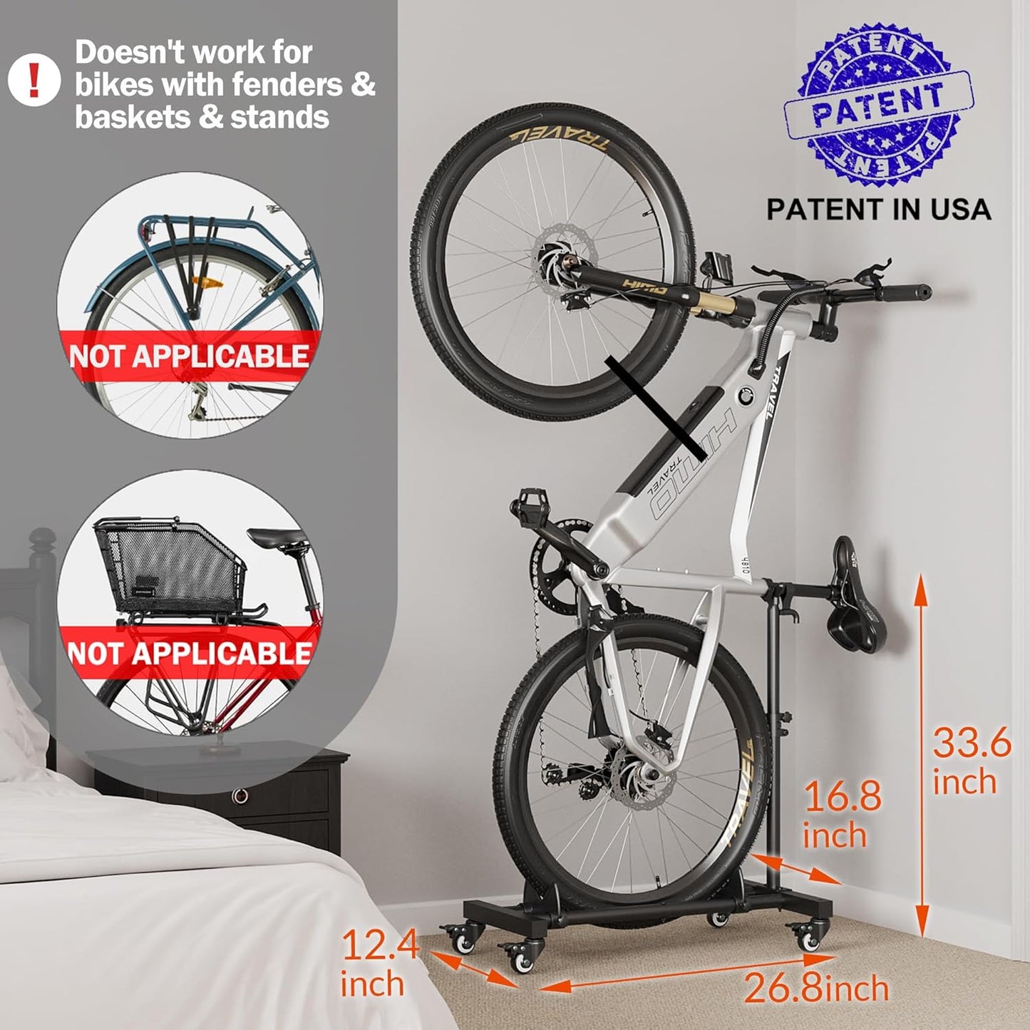 Sttoraboks Vertical Bike Stand - Freestanding Bicycle Rack with Adjustable Height for Indoor Use | Fits Wheels Up to 29”