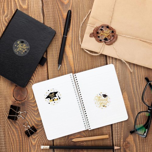 FYSUIMU Graduation Stickers - 1000Pcs Gold Foil Grad Cap Self-Adhesive Labels | 4 Stylish Designs