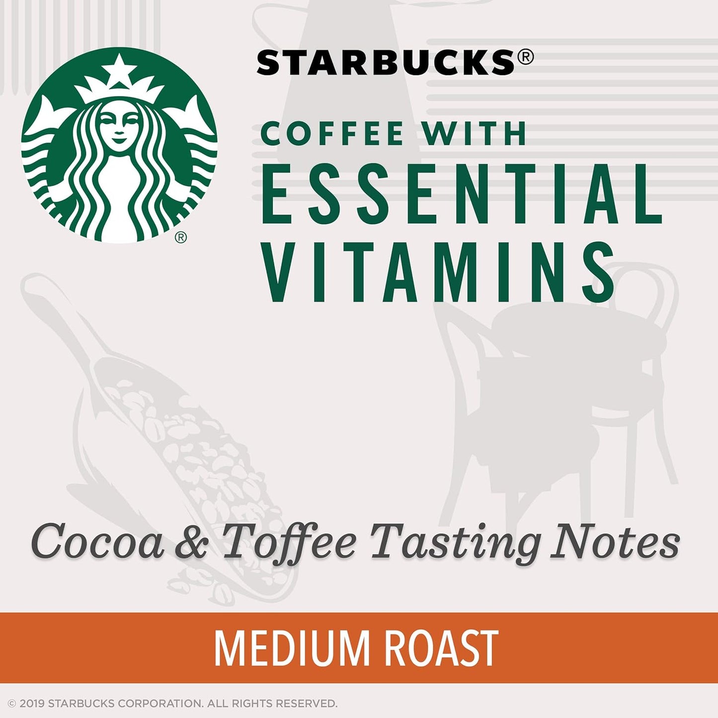Starbucks Medium Roast K-Cup Coffee Pods - Essential B Vitamins for Keurig Brewers | 48 Pods (4 Boxes)