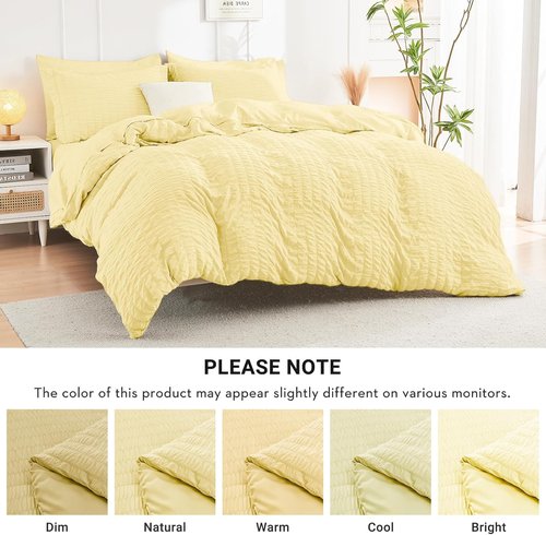 HYMOKEGE Twin XL Comforter Set - Luxury 5-Piece All-Season Bedding in Yellow Seersucker